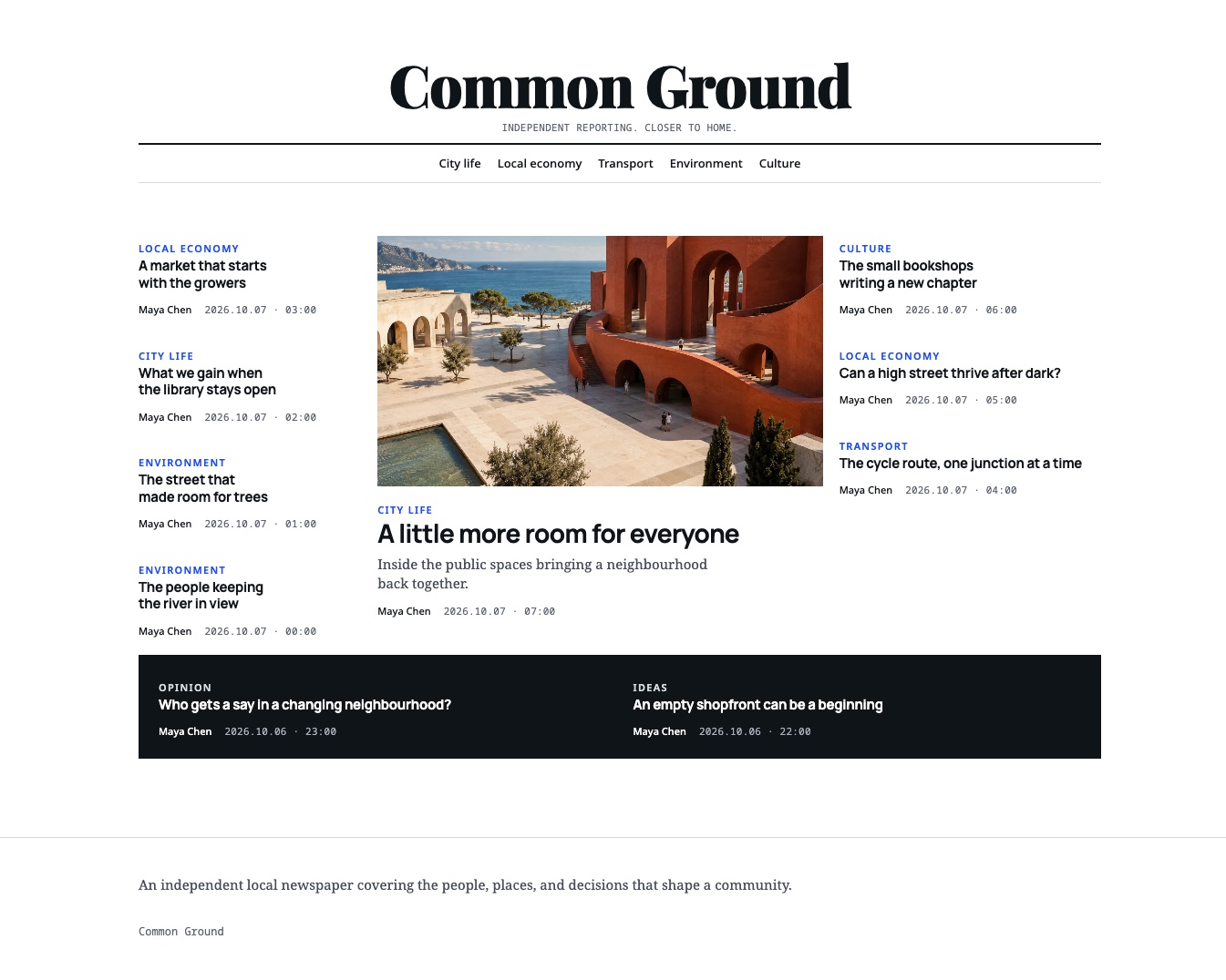 Common Ground — full-page Daily theme preview.